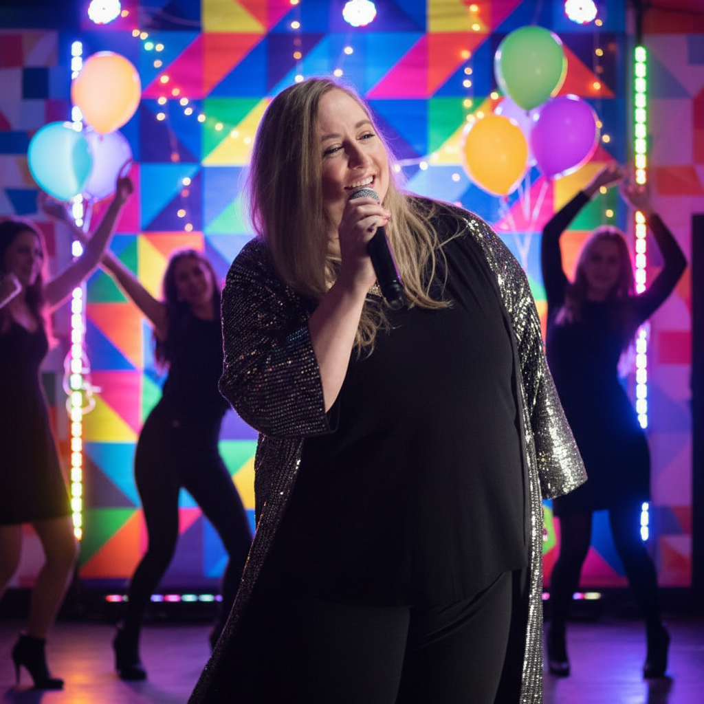 Change the background of the Private Parties section image so it looks like the subject is at a party, with balloons nearby, a colorful party wall behind, and people dancing in front. Add vibrant colors to make the scene lively.